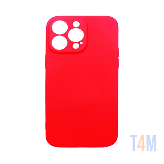 Funda de Silicona con Marco de cámara para Apple iPhone 14 Pro Max Rojo